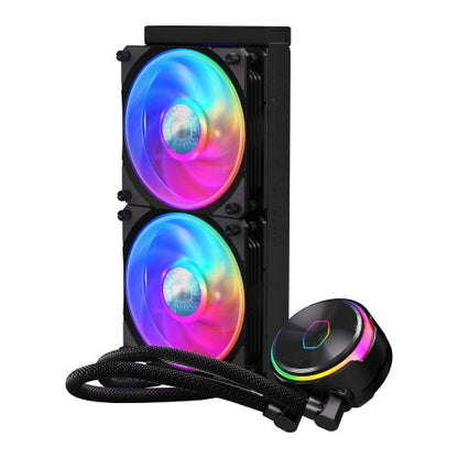 Cooler Master PL240 Flux ARGB 240mm Liquid CPU Cooler, 2x ARGB PWM Fans, RGB Pump Head, RGB Controller, Black