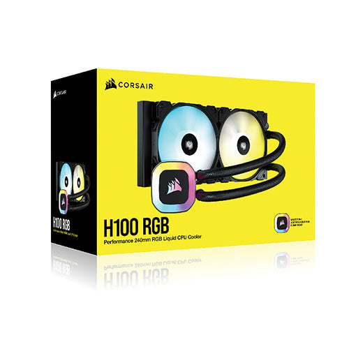 Corsair H100 RGB 240mm Liquid CPU Cooler, 12cm SP RGB ELITE Fans, RGB Pump Head