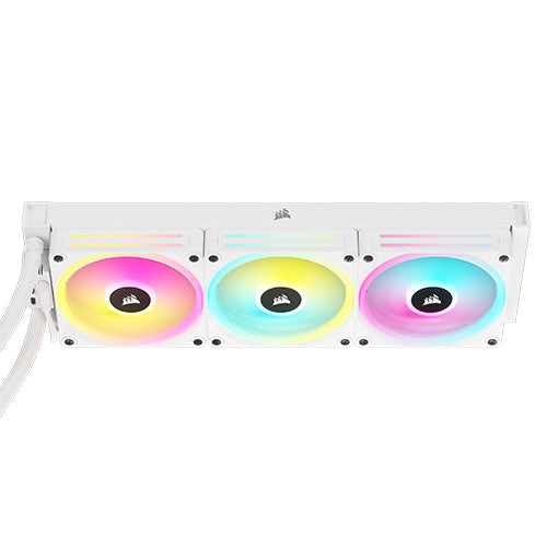 Corsair H150i iCUE LINK LCD 360mm RGB Liquid CPU Cooler, QX120 RGB Fans, Personalised LCD Screen, iCUE LINK Hub Included, White