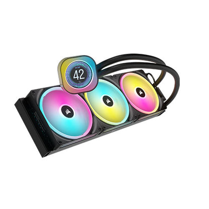 Corsair H170i iCUE LINK LCD 420mm RGB Liquid CPU Cooler, QX140 RGB Fans, Personalised LCD Screen, iCUE LINK Hub Included, Black