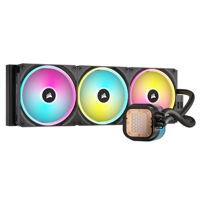 Corsair H170i iCUE LINK LCD 420mm RGB Liquid CPU Cooler, QX140 RGB Fans, Personalised LCD Screen, iCUE LINK Hub Included, Black