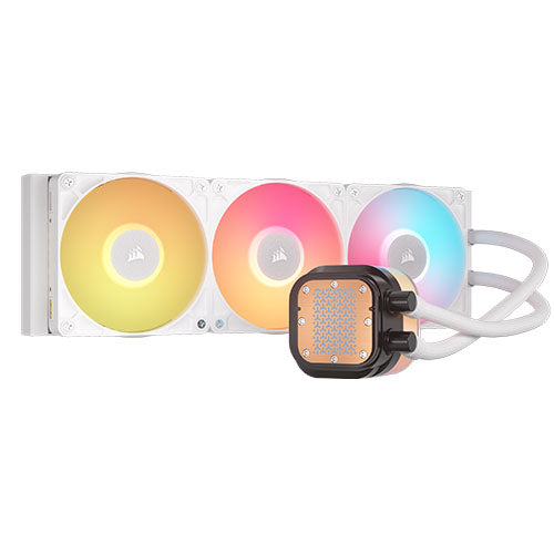 Corsair iCUE LINK TITAN 360 RX LCD RGB Liquid CPU Cooler, RX120 RGB Magnetic Dome Fans, Personalised LCD Screen, iCUE LINK Hub Included, White