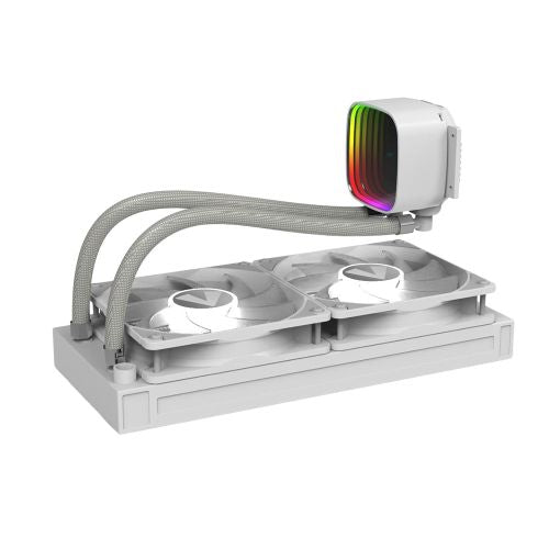 Vida Aquilo 240mm ARGB Liquid CPU Cooler, 2x ARGB PWM Fans, Infinity Mirror RGB Pump Head, White