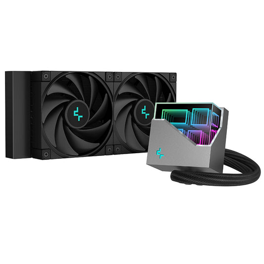 DeepCool LT520 AiO Liquid CPU Cooler, Universal Socket, 240mm Radiator, PWM 2250RPM FK120 Performance Black Fans, Addressable RGB LED Lighting Infinity Mirror Pump Head